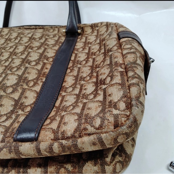 Vintage Christian Dior Hand Bag Brown Canvas - Picture 6 of 9